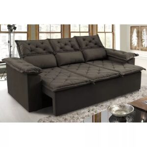 Sofá 3 Lugares Retrátil e Reclinável Cama inBox Compact 2,00m Velusoft Café - Cantinho do Café