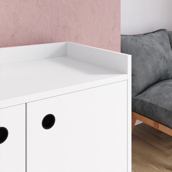 Aparador Buffet Wood Prime 3 Portas Cantinho Café Prateleira Organizadora Pés Palito Decoração Retrô – Branco – Rpm - Aparador Decorativo para Sala | Buffet com Portas | Cantinho do Café | Estilo Retrô - Image 4