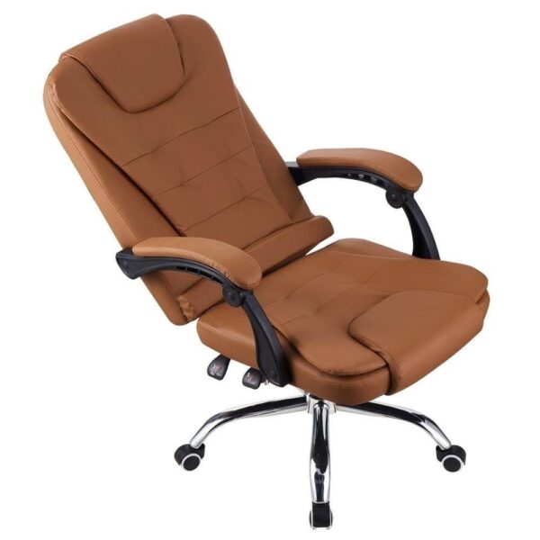 Cadeira de Escritório Presidente Base Cromada com Rodinha Fortt Liverpool Marrom – CPF05-M - Image 4