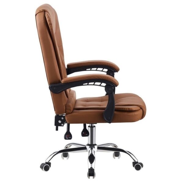Cadeira de Escritório Presidente Base Cromada com Rodinha Fortt Liverpool Marrom – CPF05-M - Image 3