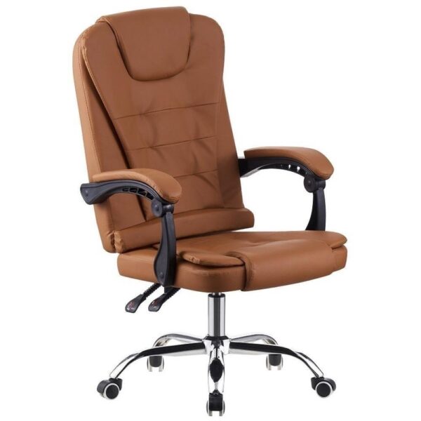 Cadeira de Escritório Presidente Base Cromada com Rodinha Fortt Liverpool Marrom – CPF05-M - Image 2
