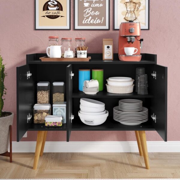 Aparador Buffet 3 Portas Cantinho Café Bar Pequeno Canto Cozinha Sala Escritório Moderno Wood – Rpm - Aparador Decorativo para Sala | Buffet com Portas | Cantinho do Café - Image 3