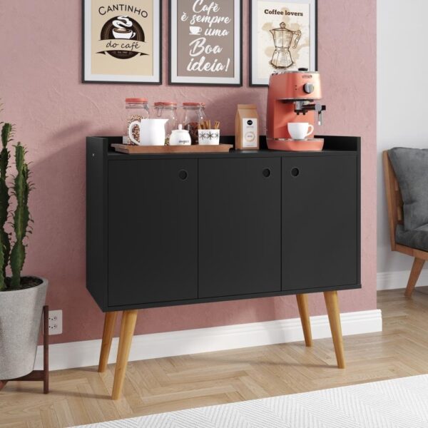 Aparador Buffet 3 Portas Cantinho Café Bar Pequeno Canto Cozinha Sala Escritório Moderno Wood – Rpm - Aparador Decorativo para Sala | Buffet com Portas | Cantinho do Café - Image 2