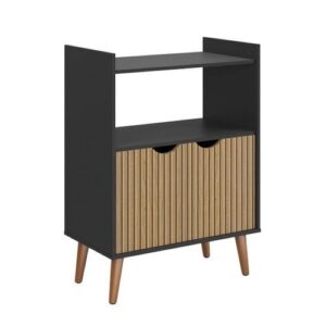 Aparador Buffet Retrô 2 Portas Grécia Ripado 3D Preto/Ripado - Aparador Decorativo para Sala | Buffet com Portas | Estilo Retrô | Cor Preto