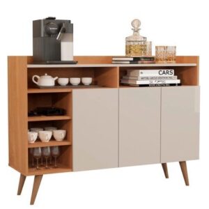 Buffet Aparador 3 Portas Nichos Retro Celta NatureOff White – Germai - Aparador Decorativo para Sala | Buffet com Portas | Cor Off White