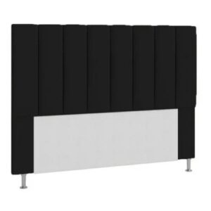 Cabeceira Estofada Cama Box Casal 140 cm Carla Suede Preto - Cor Preto