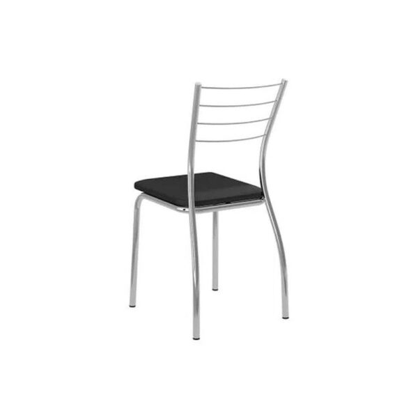 Cadeira Sala de Jantar 1700 Kit Aço 2 Uni Prata – Assento Courano Preto – Carraro - Cor Preto - Image 2