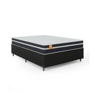 Cama Box Casal Colchão Molas Qatar 138x188x60cm Branco / Preto – Suporta até 200Kg Por Pessoa - Cor Preto
