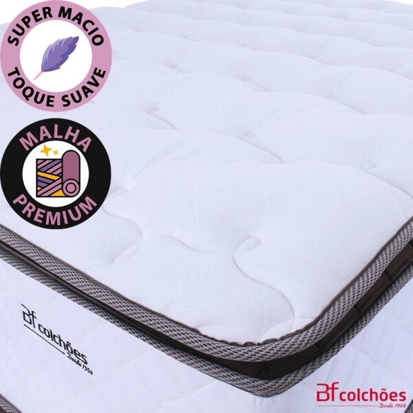 Cama Box com Colchão Casal Molas Ensacadas Alto 138x188cm Premium Sleep Branco bf Colchões - Image 3