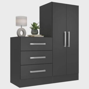 Cômoda 2 Portas 3 Gavetas Dunas Preto - Cor Preto
