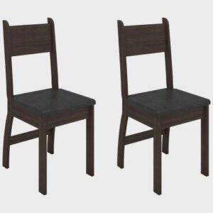 Conjunto Com 2 Cadeiras Para Sala De Jantar Milano Amendoa Preto Poliman Móveis - Cor Preto