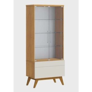 Cristaleira Classic 1G Nature com Off White – Imcal Móveis - Cor Off White | Cristaleira para Sala