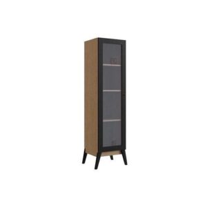 Cristaleira Genialflex Malta 1 Porta BrunnePreto - Cor Preto | Cristaleira para Sala