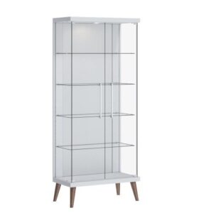 Cristaleira Tifanny Imcal Com LED Branco Acetinado 2289 Sala Pés Retrô - Estilo Retrô | Cristaleira para Sala