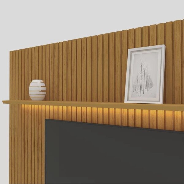 Estante Home Ripada para TV até 85 Polegadas com LED 3 Gavetas Nobre Clean Gelius Móveis - Estante com Prateleiras - Image 5