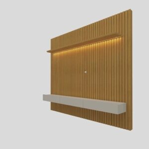Estante Home Ripada para TV até 85 Polegadas com LED 3 Gavetas Nobre Clean Gelius Móveis - Estante com Prateleiras