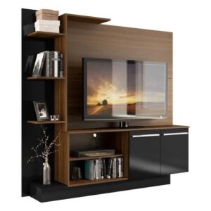 Estante Home Theater para TV até 55 Pol. Denver Multimóveis MadeiradoPreto - Cor Preto | Estante com Prateleiras