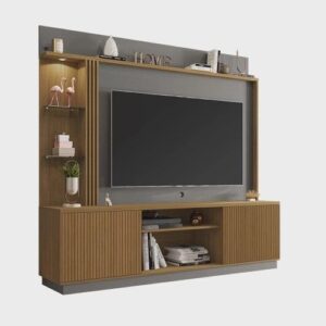 Estante Home para TVs até 65 Polegadas 2 Portas LED Embutido Atlanta - Estante com Prateleiras