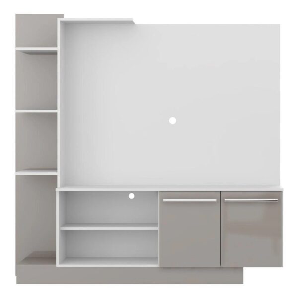Estante para TV até 55 Multimóveis Denver FG2473 Branca/Lacca Fumê - Estante com Prateleiras - Image 2