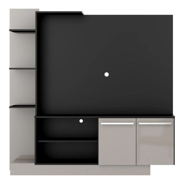 Estante para TV até 55 Multimóveis Denver FG2473 Preta/Lacca Fumê - Estante com Prateleiras - Image 2