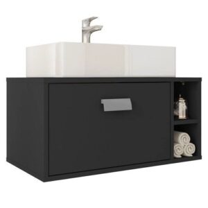 Gabinete Àrmario Suspenso Banheiro Preto Towel Caemmun - Cor Preto