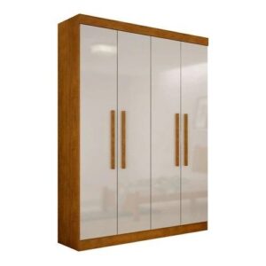 Guarda-Roupa Solteiro Malibu 4 pt Imbuia e Off White - Cor Off White