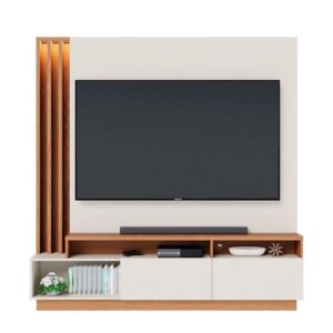 Home Estante Humaita 2 Portas E Nicho Para Tvs Até 75 Polegadas Com Led Colibri Off White Mattefreijó - Cor Off White | Estante com Prateleiras