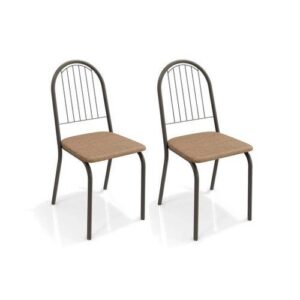 Kit 2 Cadeiras Sala Jantar Noruega 2C077PRF 2 Un Preto FoscoLinho Capuccino – Kappesberg - Cor Preto