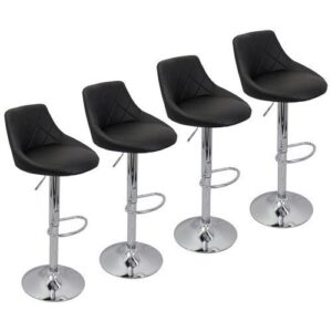 Kit 4 Banquetas Milano Carmel Estofada Giratória c Regulagem – Preto - Cor Preto