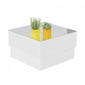 Mesa de Centro com Tampo de Vidro Arredondado Parati Artely Branco - Com Porta de Vidro