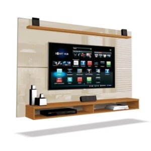 Painel Para TV Até 65 Polegadas Com Prateleira 1,80m Max Cedro  Off White - Cor Off White | Painel para TV