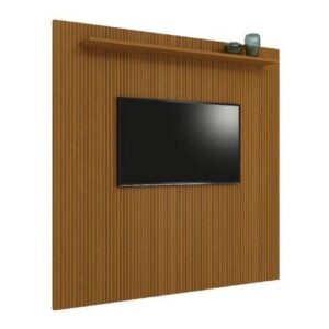 Painel Para Tv Até 75 Polegadas Ripado Impressão 3D Egeo Com Prateleira 2,25m Cedro edn Cedro - Painel para TV