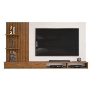 Painel para TV até 60 Polegadas 01 Porta Bento Freijó Off White dj Móveis - Cor Off White | Painel para TV