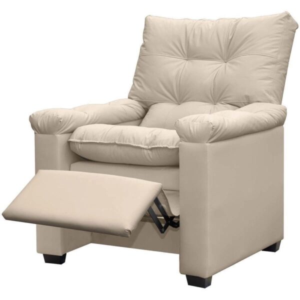 Poltrona Do Papai Reclinável Imperador Couro Facto Bege – Sofa Store - Image 4