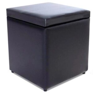 Puff Baú Porta Objetos 40x40x45cm Corino Preto bf Colchões - Cor Preto