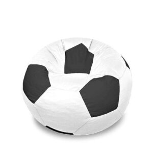 Puff Bola Super em Corino Branco & Preto Phoenix Puff - Cor Preto