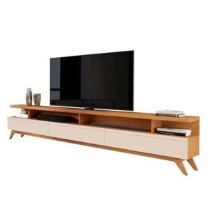 Rack Para TV Até 85 Polegadas Vivare 2.2 Wood Nature/Off White – jlar Móveis - Cor Off White | Rack para TV