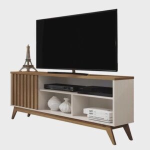 Rack Para TV até 55 Polegadas Retrô Ripado Malbec Wood Giga Móveis - Estilo Retrô | Rack para TV