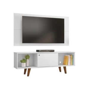 Rack com Painel para TV até 42 Polegadas Salah Branco 135 cm - Rack para TV | Painel para TV