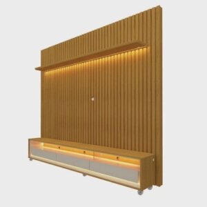 Rack com Painel para TV até 85 Polegadas LED 3 Gavetas Nobre Clean Gelius Móveis - Rack para TV | Painel para TV
