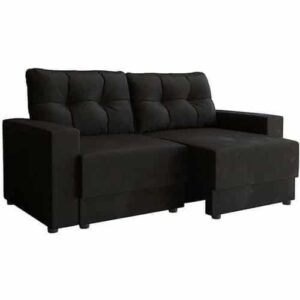 Sofá 2 Lugares Retrátil Lubeck Suede Preto 140cm - Cor Preto