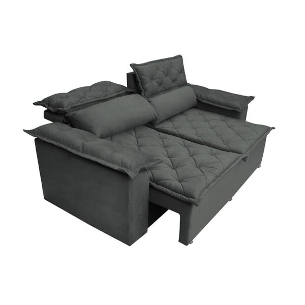 Sofá 3 Lugares Retrátil e Reclinável Cama inBox Compact 1,80m Velusoft Cinza - Image 3