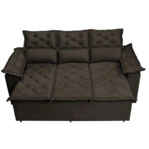 Sofá 3 Lugares Retrátil e Reclinável Cama inBox Compact 2,00m Velusoft Café - Cantinho do Café