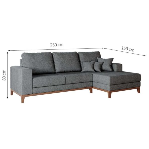 Sofá 3 Lugares Belgrado com Chaise Direito Linho Cinza 230 cm - Image 3