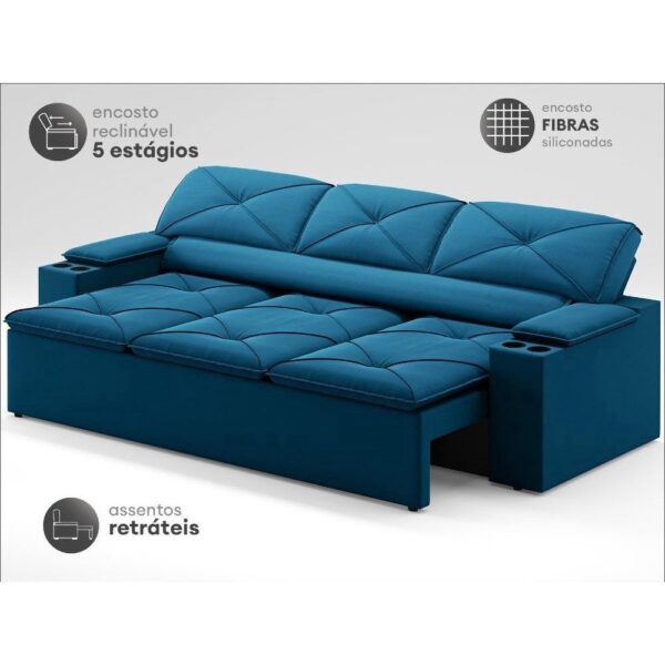 Sofá com Porta Copos Retrátil e Reclinável Pop 2,05m Velosuede Royal – netsofas - Image 3